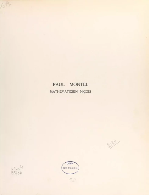 Paul Montel, mathématicien niçois -  Collectif - FeniXX réédition numérique