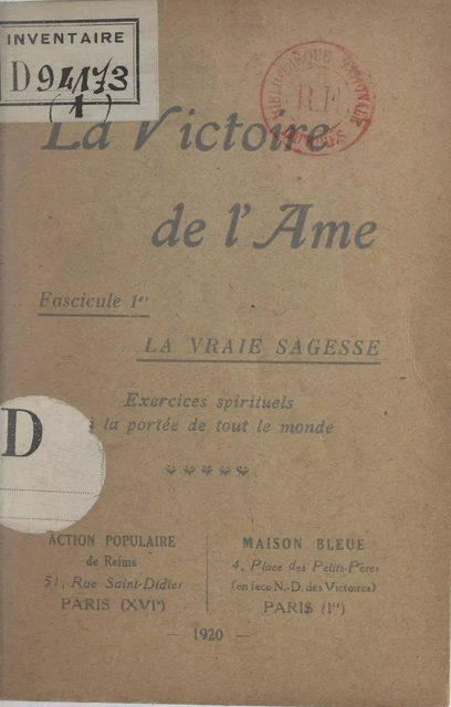 La victoire de l'âme (1). La vraie sagesse - Maurice Rigaux - FeniXX réédition numérique