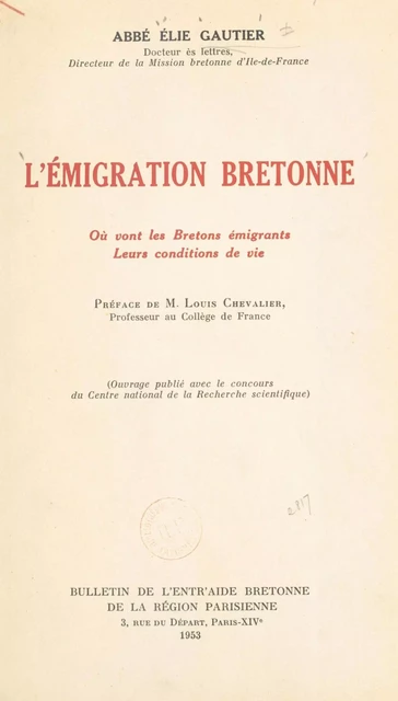 L'émigration bretonne - Élie Gautier - FeniXX réédition numérique