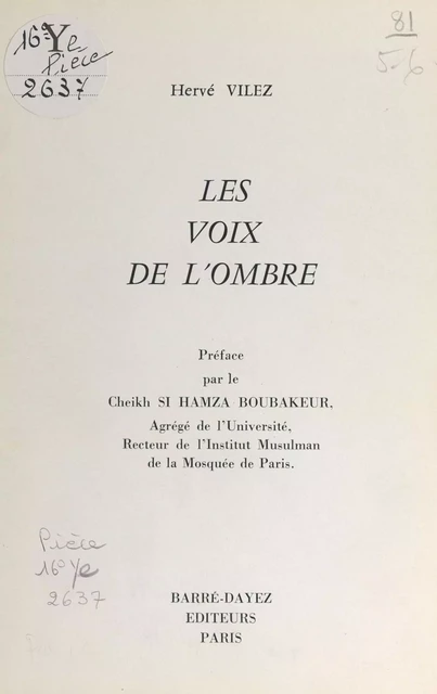 Les voix de l'ombre - Hervé Vilez - FeniXX réédition numérique