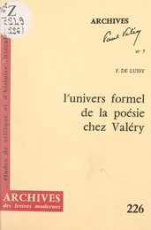 L'univers formel de la poésie chez Valéry