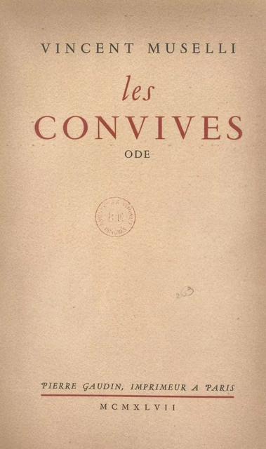 Les convives - Vincent Muselli - FeniXX réédition numérique