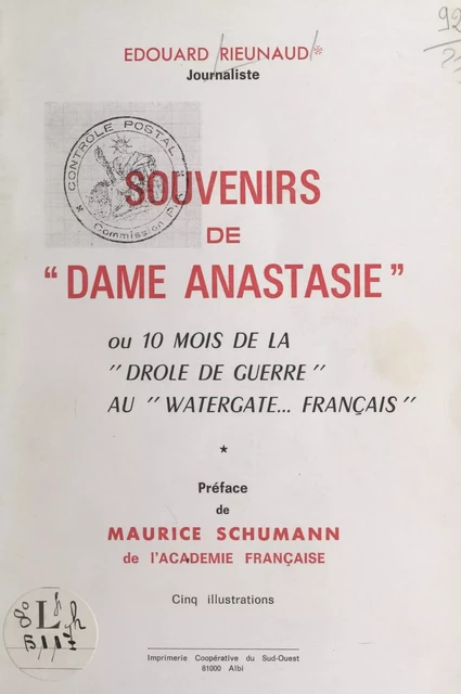 Souvenirs de "Dame Anastasie" - Édouard Rieunaud - FeniXX réédition numérique