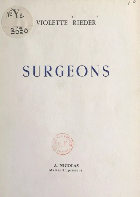 Surgeons - Violette Rieder - FeniXX réédition numérique