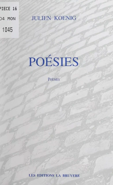 Poésies - Julien Kœnig - FeniXX réédition numérique