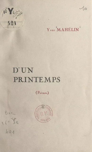 D'un printemps - Yves Mahélin - FeniXX réédition numérique