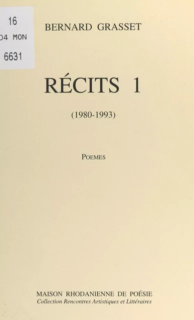 Récits (1) - Bernard Grasset - FeniXX réédition numérique