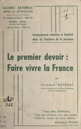 Le premier devoir : faire vivre la France