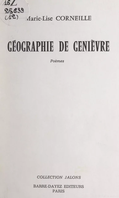 Géographie de Genièvre - Marie-Lise Corneille - FeniXX réédition numérique