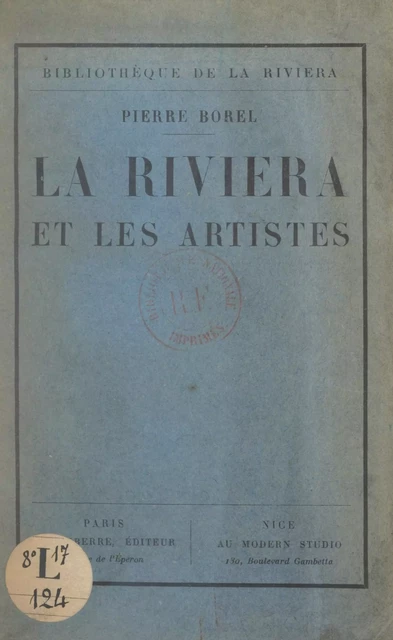 La Riviera et les artistes - Pierre Borel - FeniXX réédition numérique