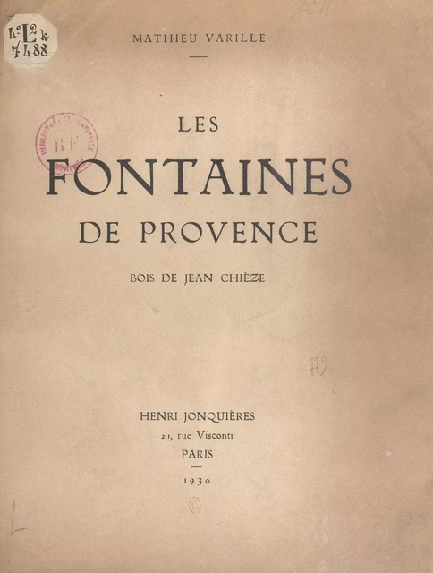 Les fontaines de Provence - Mathieu Varille - FeniXX réédition numérique