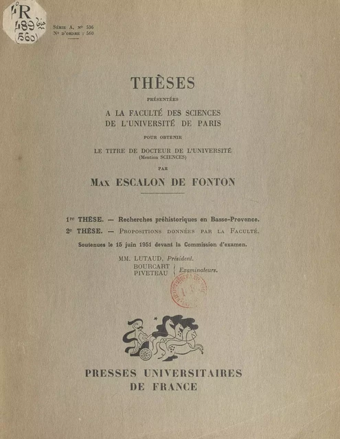 Recherches préhistoriques en Basse-Provence - Max Escalon de Fonton - FeniXX réédition numérique