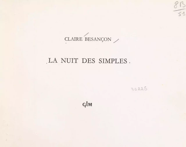 La nuit des simples - Claire Besançon - FeniXX réédition numérique