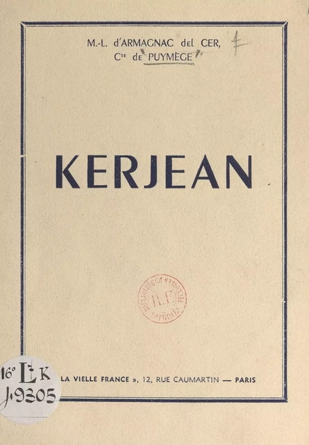 Kerjean - Maurice-Léo d'Armagnac del Cer - FeniXX réédition numérique