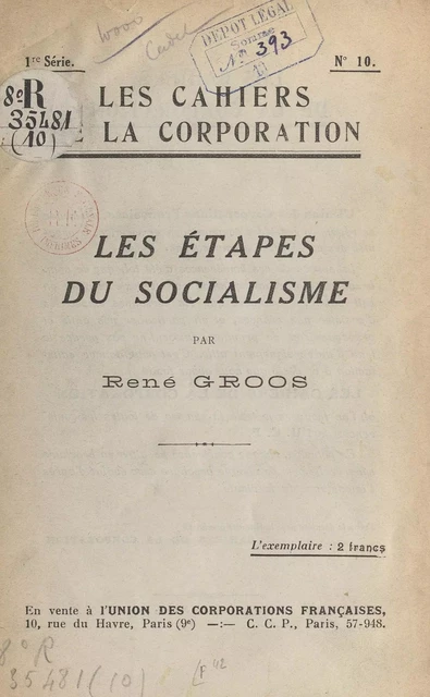 Les étapes du socialisme - René Groos - FeniXX réédition numérique