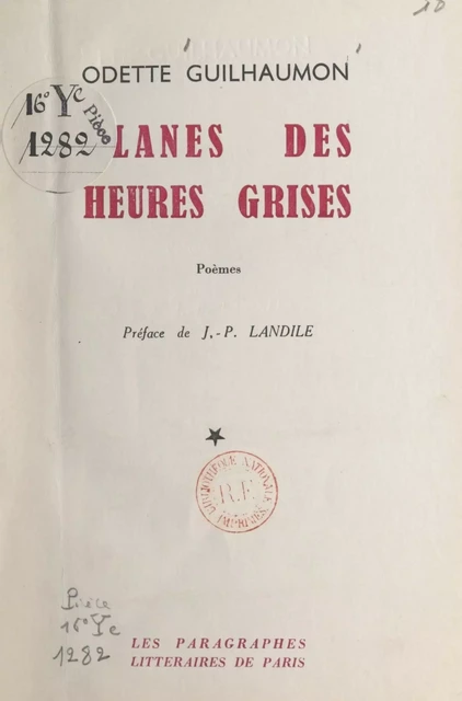 Glanes des heures grises - Odette Guilhaumon - FeniXX réédition numérique