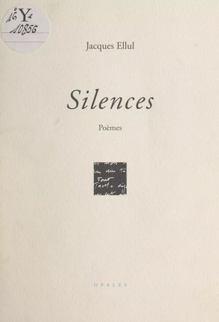 Silences - Jacques Ellul - FeniXX réédition numérique