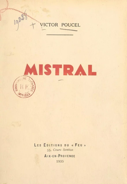 Mistral - Victor Poucel - FeniXX réédition numérique