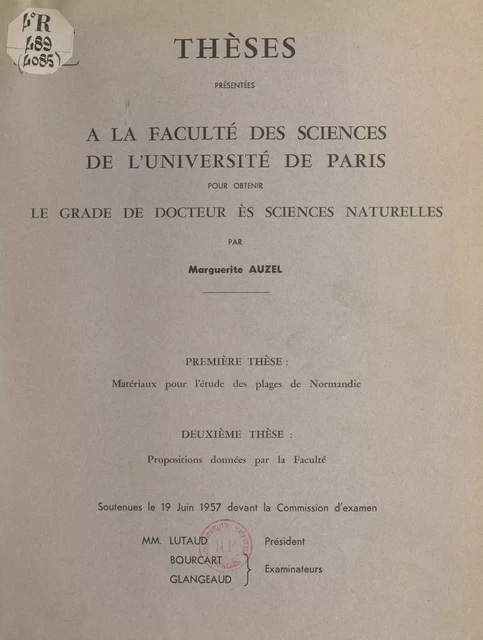 Matériaux pour l'étude des plages de Normandie - Marguerite Auzel - FeniXX réédition numérique