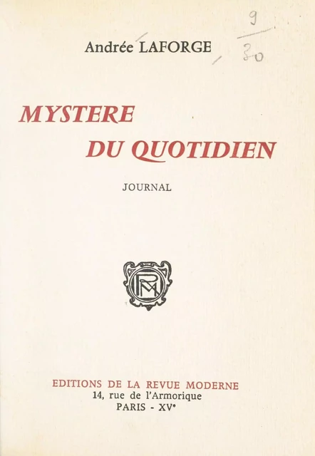 Mystère du quotidien - Andrée Laforge - FeniXX réédition numérique