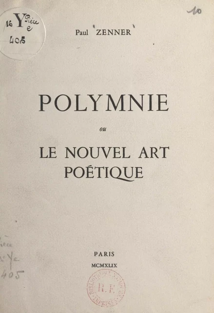 Polymnie - Paul Zenner - FeniXX réédition numérique