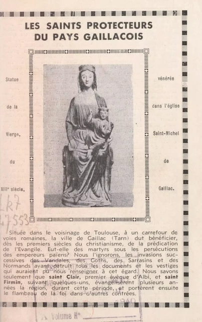 Les Saints protecteurs du pays gaillacois - Alphonse Journès - FeniXX réédition numérique