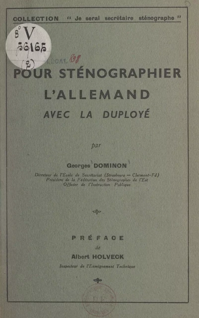 Pour sténographier l'allemand avec la Duployé - Georges Dominon - FeniXX réédition numérique