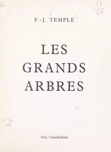 Les grands arbres - Frédéric Jacques Temple - FeniXX réédition numérique