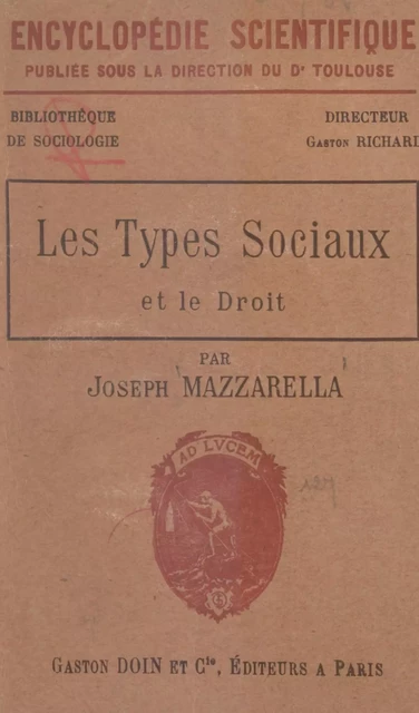 Les types sociaux et le droit - Joseph Mazzarella - FeniXX réédition numérique