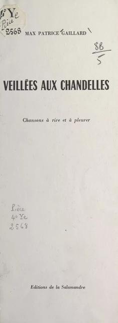 Veillées aux chandelles - Max-Patrice Gaillard - FeniXX réédition numérique