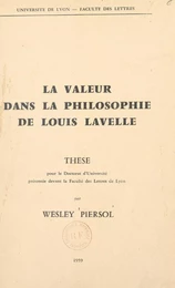 La valeur dans la philosophie de Louis Lavelle