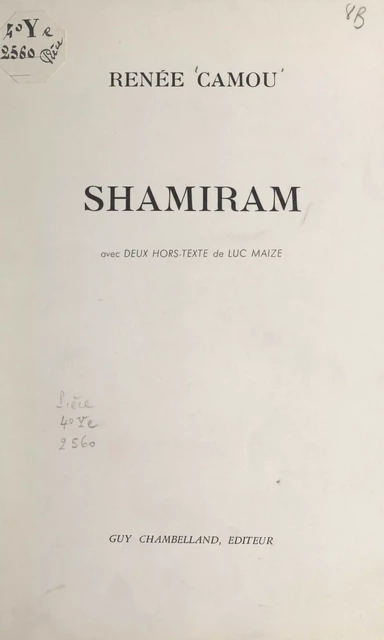 Shamiram - Renée Camou - FeniXX réédition numérique