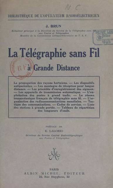 La télégraphie sans fil à grande distance - Jean Brun - FeniXX réédition numérique