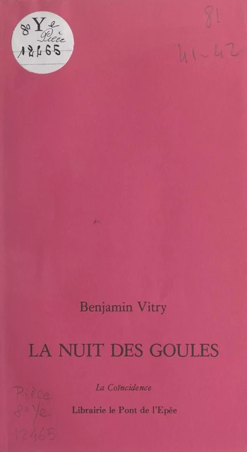 La nuit des goules - Benjamin Vitry - FeniXX réédition numérique