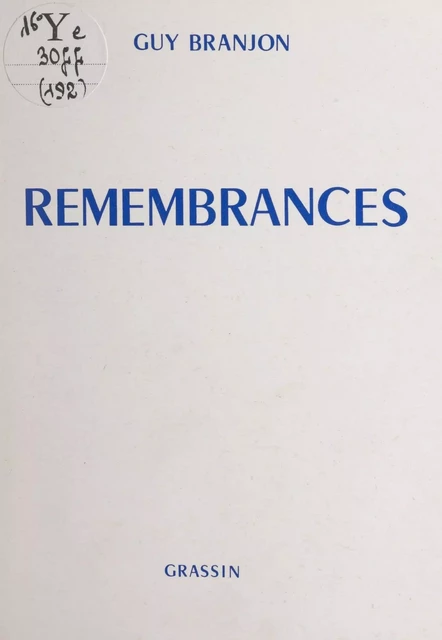 Remembrances - Guy Branjon - FeniXX réédition numérique