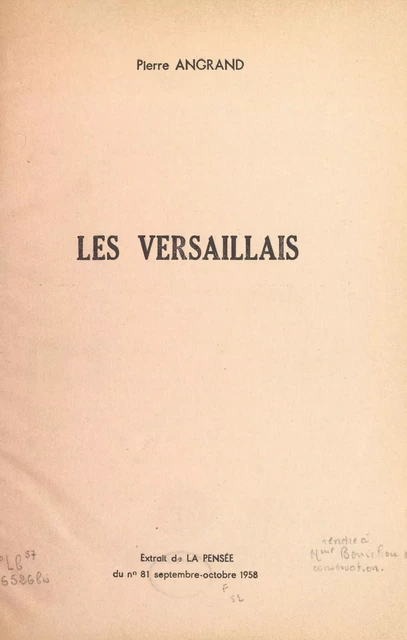 Les Versaillais - Pierre Angrand - FeniXX réédition numérique