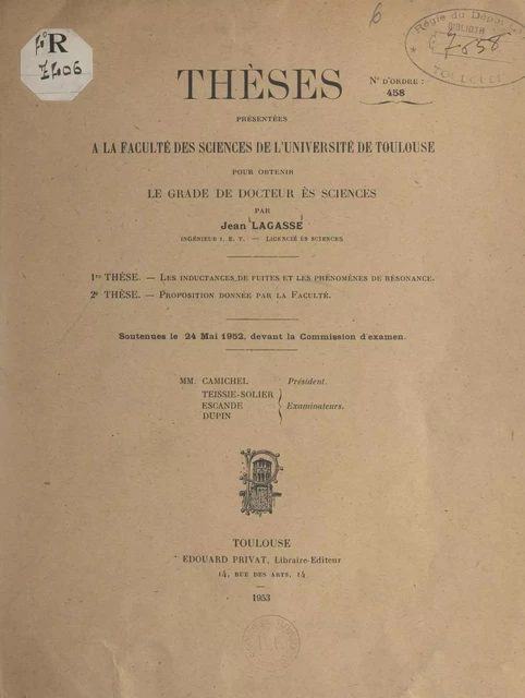 Les inductances de fuites et les phénomènes de résonance - Jean Lagasse - FeniXX réédition numérique