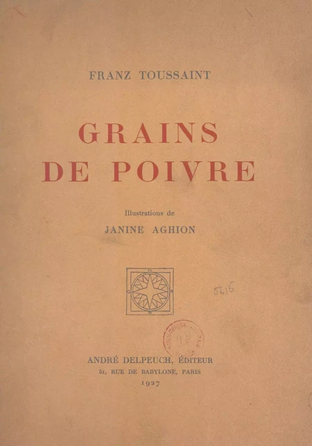 Grains de poivre - Franz Toussaint - FeniXX réédition numérique