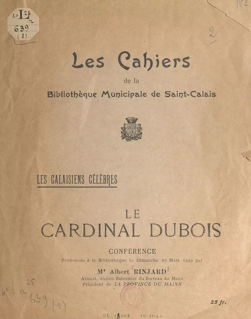 Le cardinal Dubois - Albert Rinjard - FeniXX réédition numérique