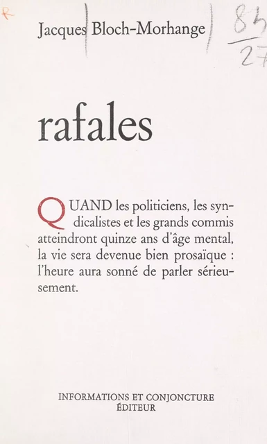 Rafales - Jacques Bloch-Morhange - FeniXX réédition numérique