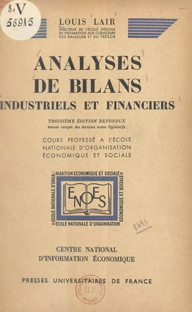 Analyses de bilans industriels et financiers - Louis Lair - FeniXX réédition numérique