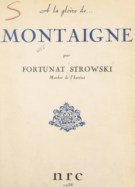 Montaigne - Fortunat Strowski - FeniXX réédition numérique