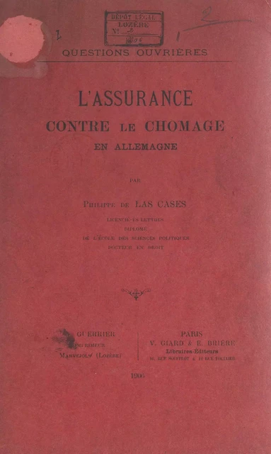 L'assurance contre le chômage en Allemagne : questions ouvrières - Philippe de Las Cases - FeniXX réédition numérique