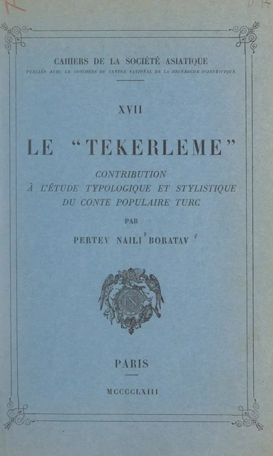 Le "Tekerleme" - Pertev Naili Boratav - FeniXX réédition numérique