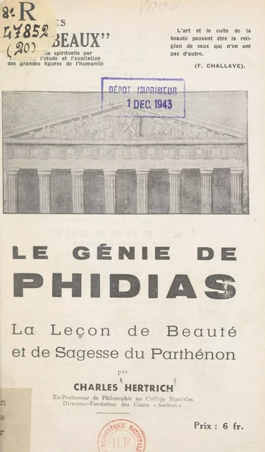 Le génie de Phidias - Charles Hertrich - FeniXX réédition numérique