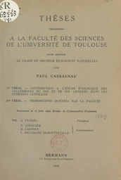 Contribution à l'étude écologique des collemboles du sol et de ses annexes dans les Pyrénées centrales