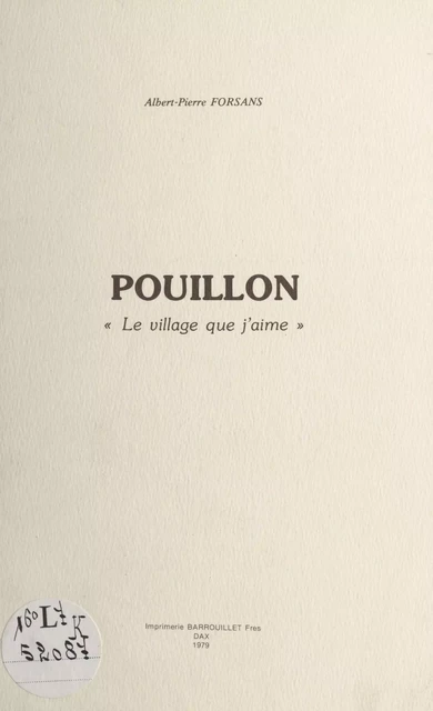 Pouillon - Albert-Pierre Forsans - FeniXX réédition numérique