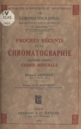 Progrès récents de la chromatographie (2). Chimie minérale