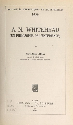 A. N. Whitehead - Marc-André Béra - FeniXX réédition numérique