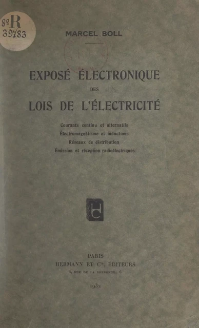 Exposé électronique des lois de l'électricité - Marcel Boll - FeniXX réédition numérique